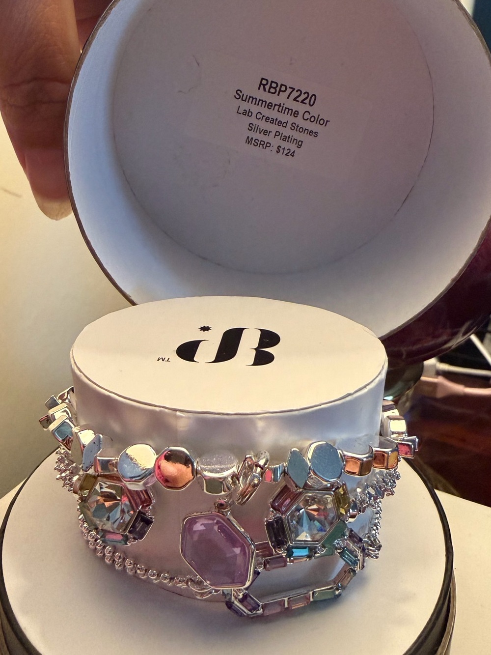 Summertime Color Pink Crystal Silver-Plated Bracelet
